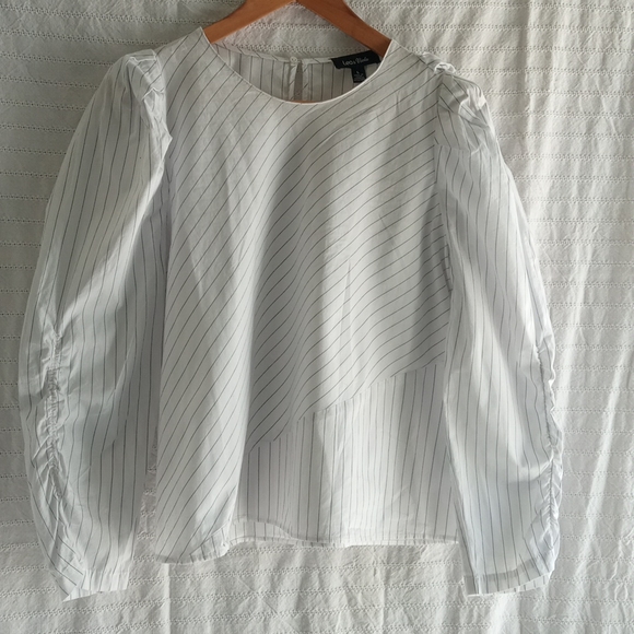 Lea & Viola Striped White Blouse - Picture 1 of 5